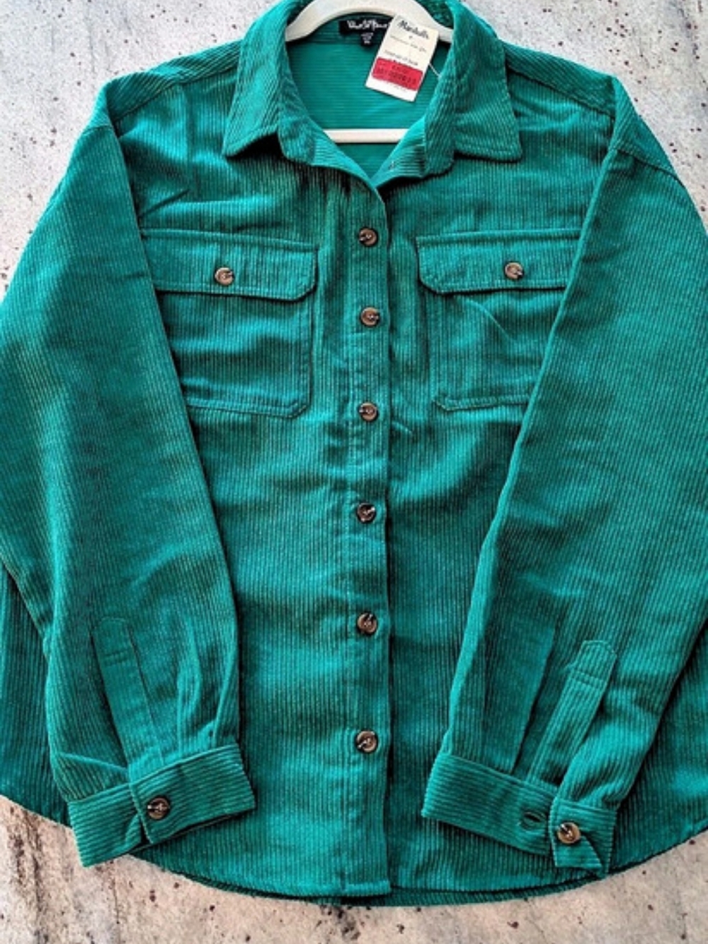 Corduroy Button Down Shirt in Kelly Green Size XL NWT